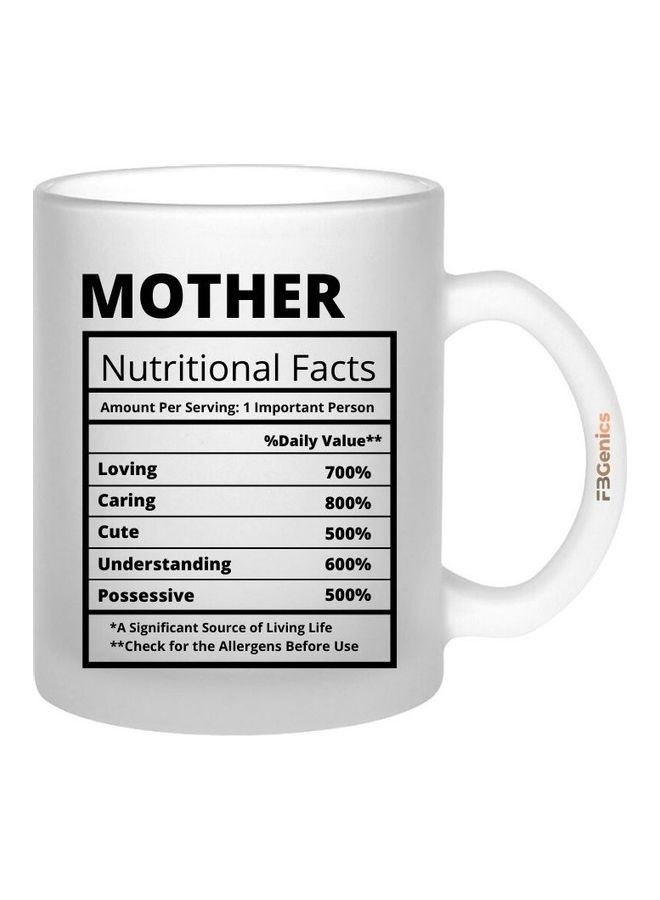 FBGenics Mother Funny Nutritional Facts Frosted Coffee Mug White/Black - Image 1
