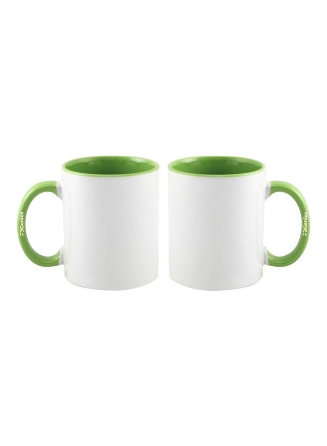 FBGenics 2-Piece Tall Hubby And Short Wifey Printed Mug Set Green/White/Black  - Image 2