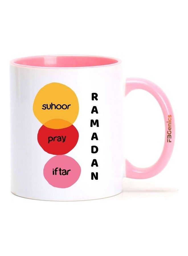 اف بي جينيكس Ramadan Suhoor Pray Iftar Printed Mug Pink/White/Black - Image 1