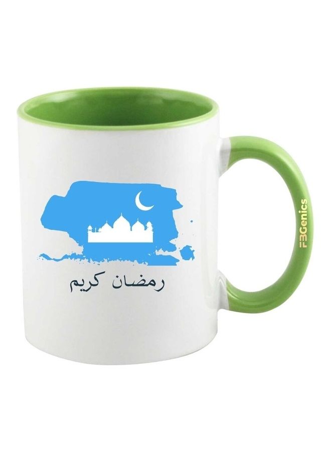 FBGenics Ramadan Kareem Mosque Printed Mug Green/White/Blue - Image 1