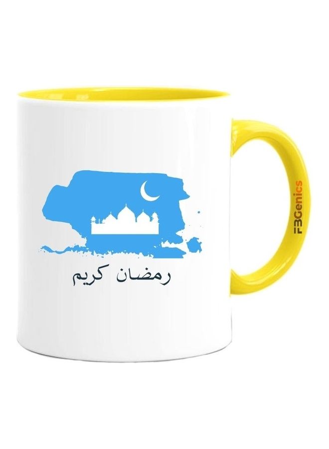 FBGenics Ramadan Kareem Mosque Printed Mug Yellow/White - Image 1