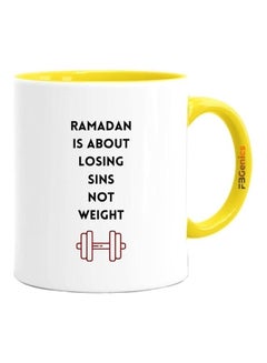 Losing Sins Not Weight Ramadan Printed Mug Yellow/White/Black - v1617290128/N46012467A_1