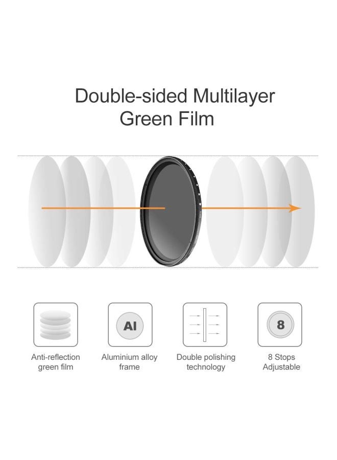 K&F Concept Ultrathin Variable ND2 To ND400 Adjustable Neutral Density Filter Black  - Image 3