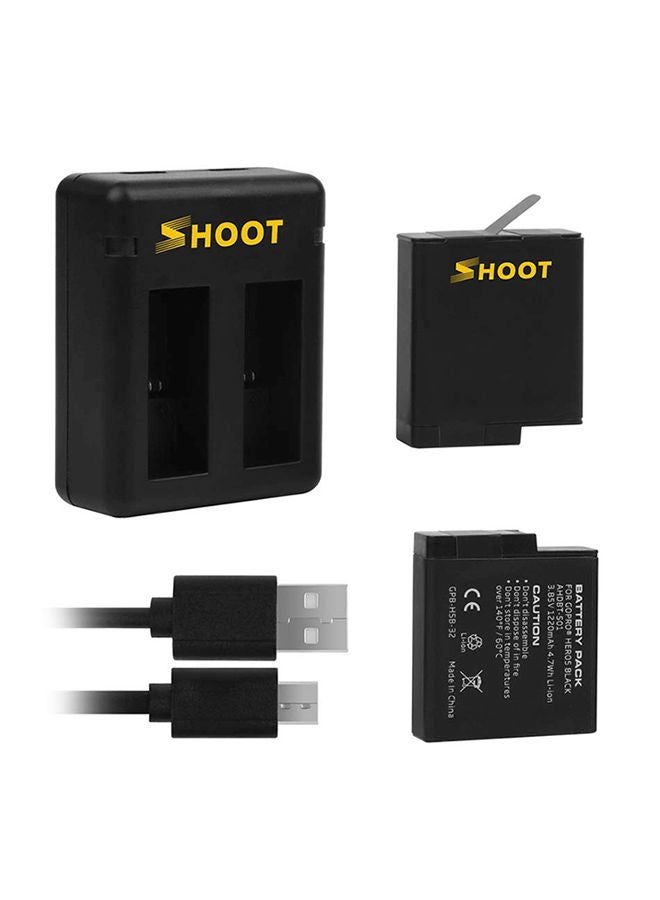 Shoot 1220.0 mAh 2-Piece Sports Action Camera Battery Set With Charger Black - Image 4