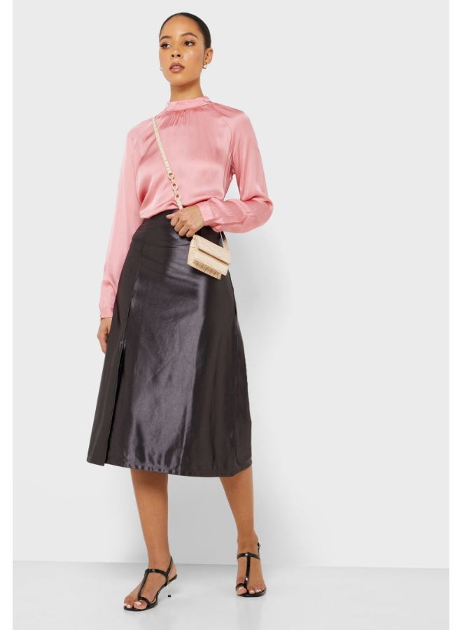 Reserved Side Slit A-Line Skirt Black  - Image 4