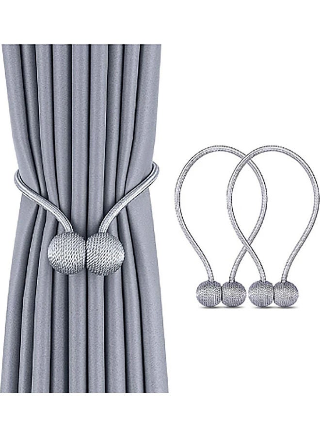 AIWANTO 2-Pieces Curtain Tiebacks Magnetic Holder Silver  - Image 1
