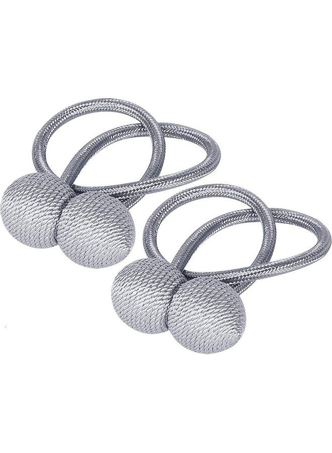 AIWANTO 2-Pieces Curtain Tiebacks Magnetic Holder Silver  - Image 3