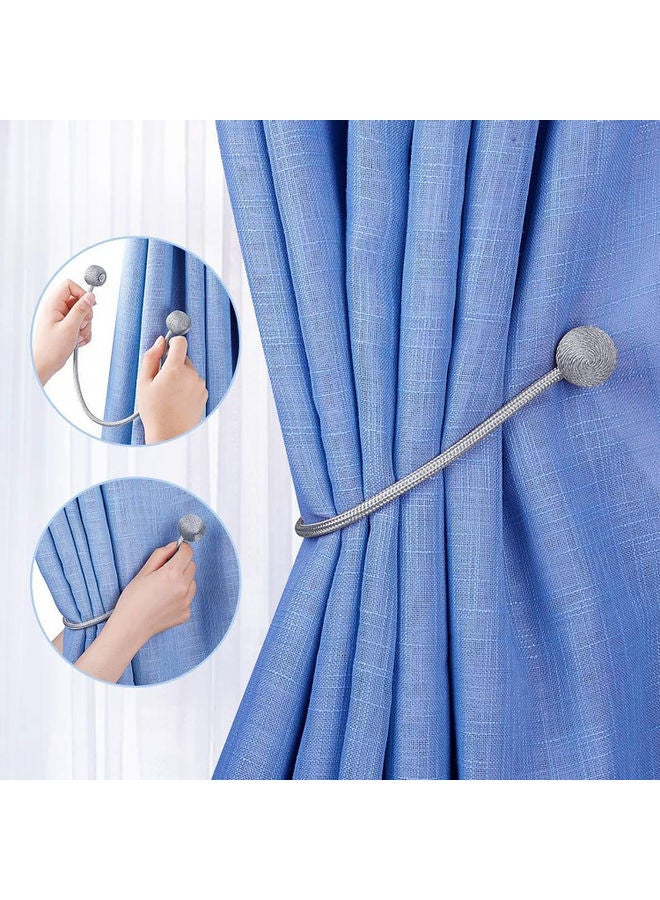 AIWANTO 2-Pieces Curtain Tiebacks Magnetic Holder Silver  - Image 4
