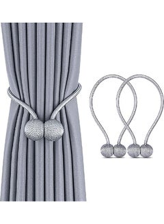 AIWANTO 2-Pieces Curtain Tiebacks Magnetic Holders Silver  - Image 1