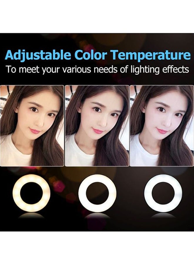 دوكولر حلقة إضاءة LED مع حامل للهاتف الخلوي 2 في 1 أسود/ أبيض  - Image 4