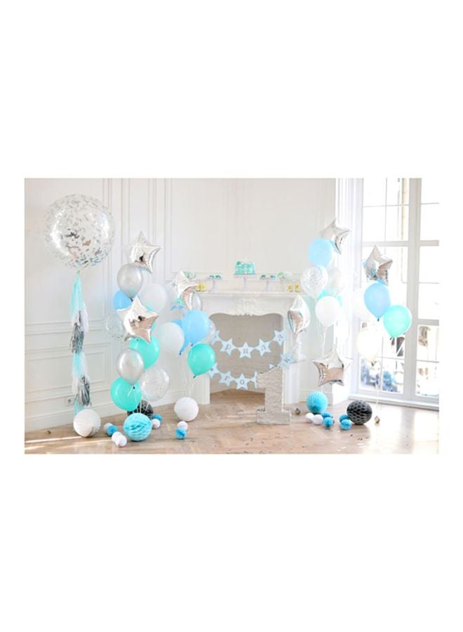 ANDOER First Birthday Photography Background White/Blue/Silver  - Image 1