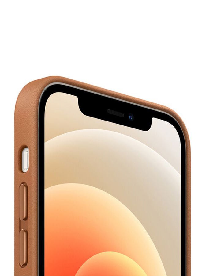 Apple iPhone 12 | 12 Pro Leather Case With MagSafe Saddle Brown - Image 2