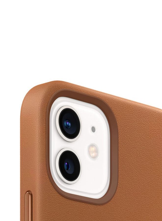 Apple iPhone 12 | 12 Pro Leather Case With MagSafe Saddle Brown - Image 3