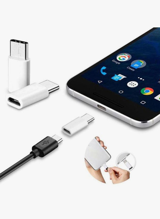 Voberry 5-Piece Type-C To Micro USB Data Sync Charging Adapter Set White/Silver - Image 2