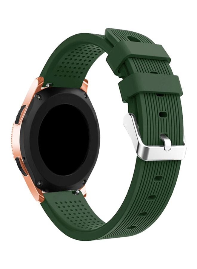 Voberry Sport Soft Silicon Accessory Wirstband For Samsung Galaxy Watch 42/40/44mm Green/Silver - Image 2