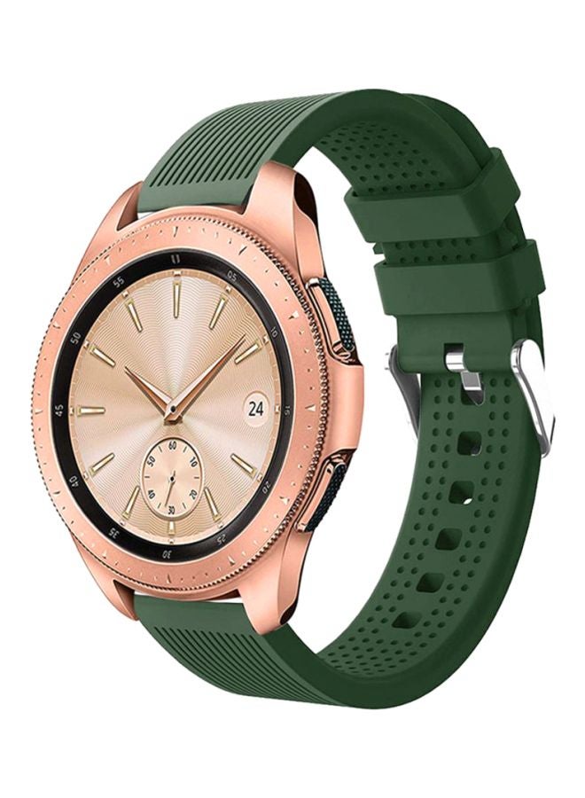 Voberry Sport Soft Silicon Accessory Wirstband For Samsung Galaxy Watch 42/40/44mm Green/Silver - Image 3