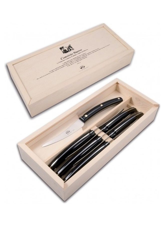 بيرتي طقم سكاكين لحوم من 6 قطعة أسود/فضي 23سم - Image 2