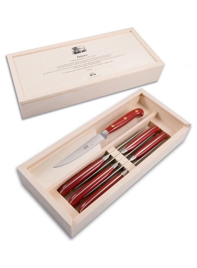 بيرتي طقم سكاكين لحوم من 6 قطعة أحمر/فضي 21سم - Image 2