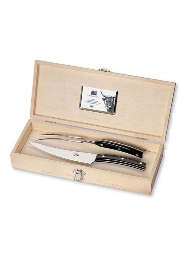 بيرتي طقم سكاكين وشوك للنحت مكوّن من قطعتين. أسود/فضي 34.9سم - Image 1