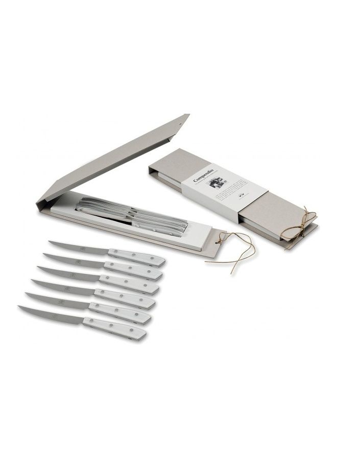 بيرتي طقم سكاكين لحوم من 6 قطعة أبيض/فضي 23.5سم - Image 2