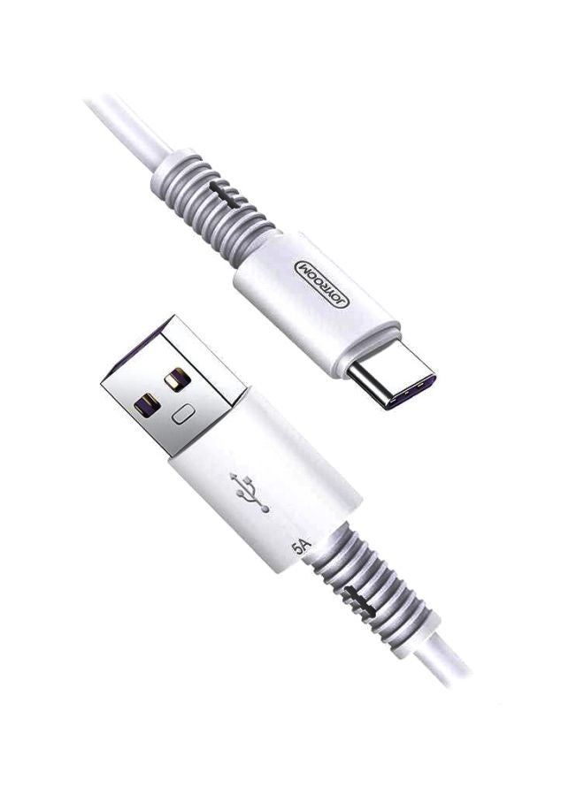 جوي روم كابل شحن سريع ونقل بيانات بمنفذين USB-C/ USB-C من سلسلة ريبار بشدة تيار 5 أمبير أبيض/فضي - Image 1