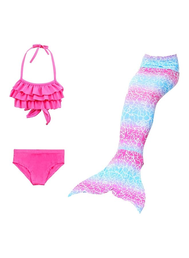 XiuWoo 3-Piece Mermaid Tail Swimming Costume Set 140cm - Image 2