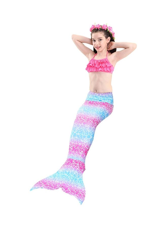XiuWoo 3-Piece Mermaid Tail Swimming Costume Set 140cm - Image 3