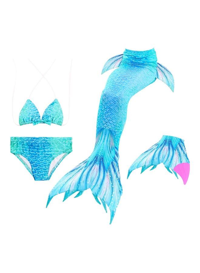 XiuWoo 4-Piece Mermaid Swimming Costume Set 110cm - Image 1