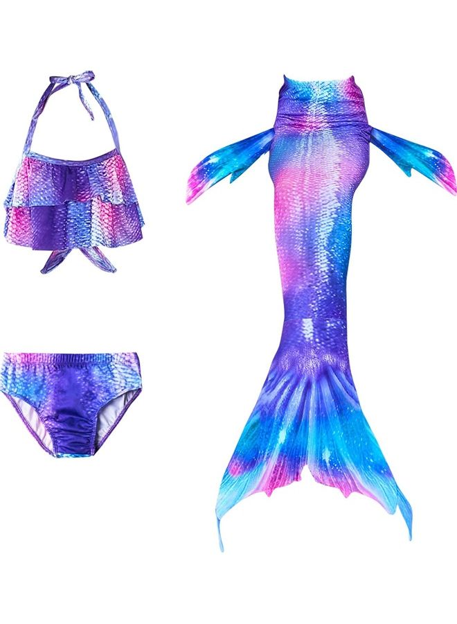 XiuWoo 3-Piece Mermaid Swimming Costume Set 100cm  - Image 1