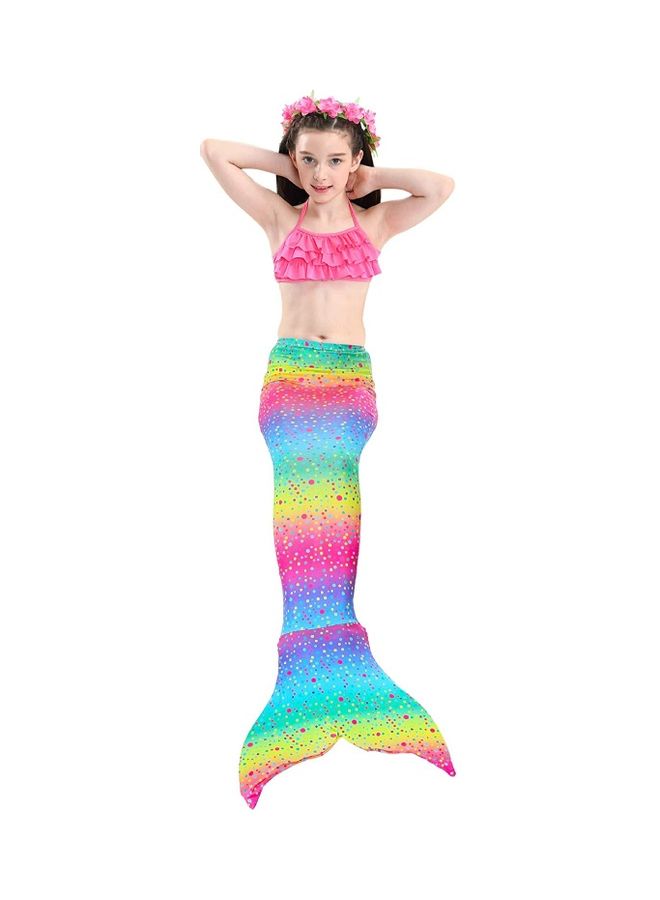 XiuWoo 4-Piece Mermaid Swimming Costume Set 150cm - Image 2
