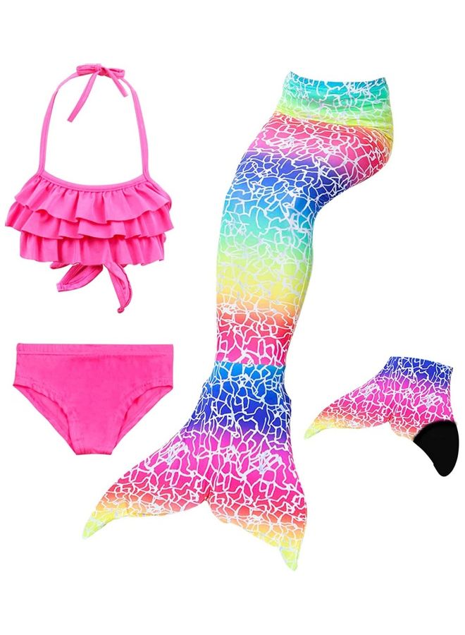 XiuWoo 4-Piece Mermaid Swimming Costume Set 130cm - Image 1