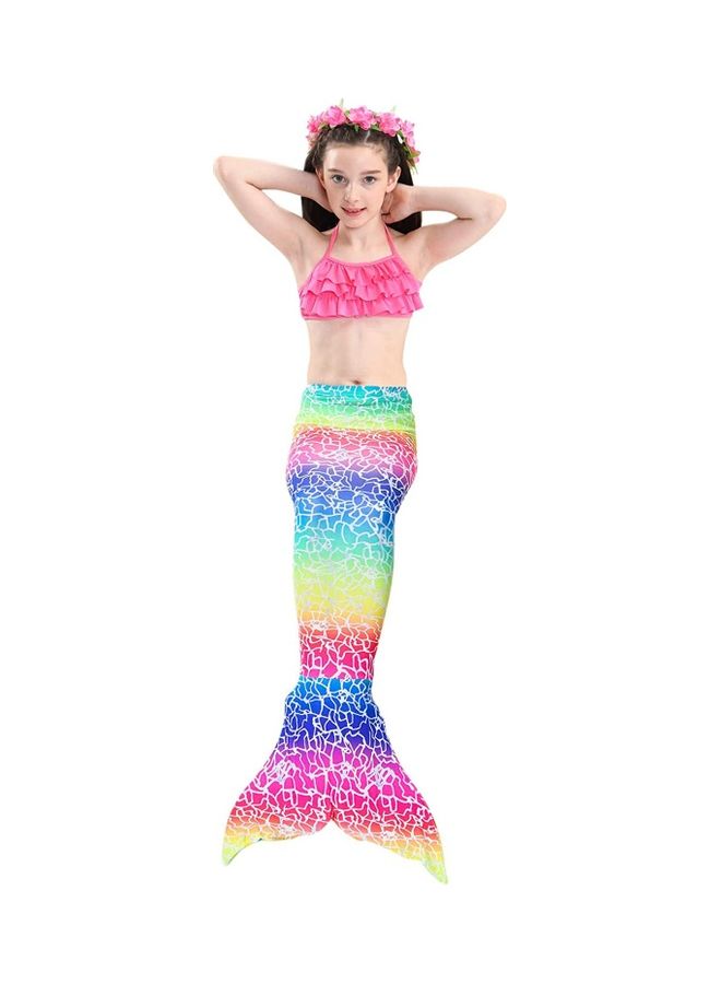 XiuWoo 4-Piece Mermaid Swimming Costume Set 130cm - Image 3