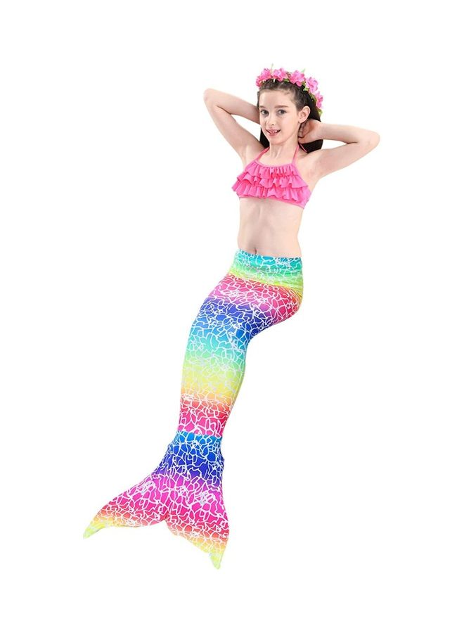 XiuWoo 4-Piece Mermaid Swimming Costume Set 130cm - Image 2