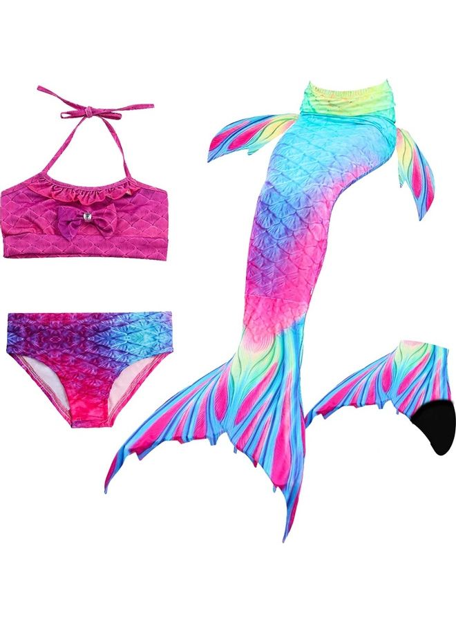 XiuWoo 4-Piece Mermaid Swimming Costume Set 150cm - Image 1