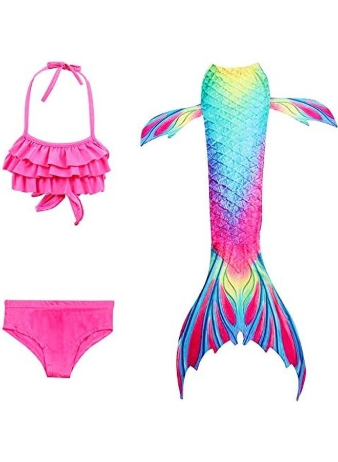 XiuWoo 3-Piece Mermaid Swimming Costume Set 130cm  - Image 3