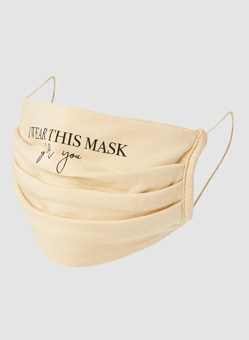 ONLY Graphic Printed Face Mask Warm Sand