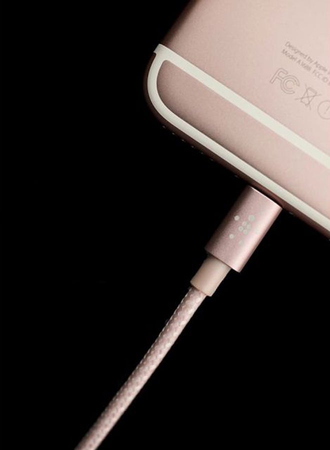 belkin Braided iPhone Charging Cable, USB A To Lightning Cable, Boost Charge To USB For iPhone, iPad, AirPods, MFi-Certified Apple Cable, 1.2 M Rose Gold  - Image 2