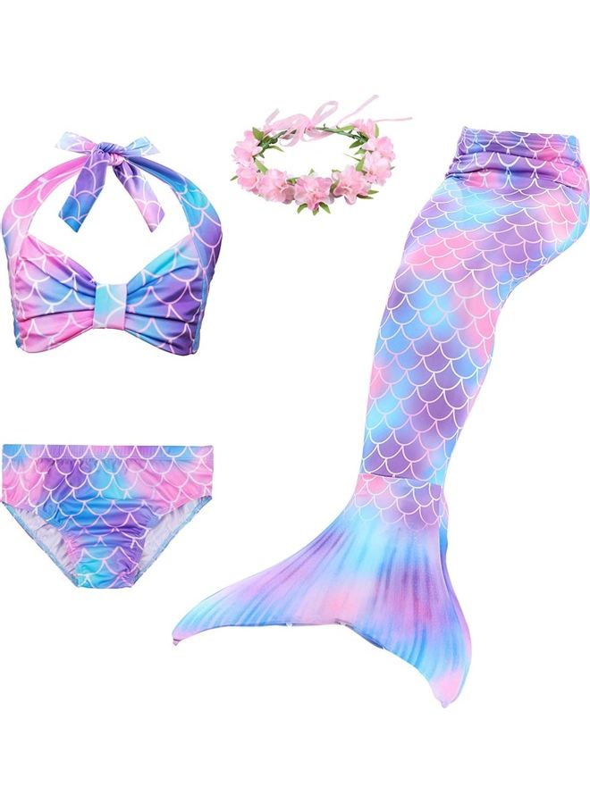 XiuWoo 4-Piece Mermaid Swimming Costume Set 130cm - Image 1