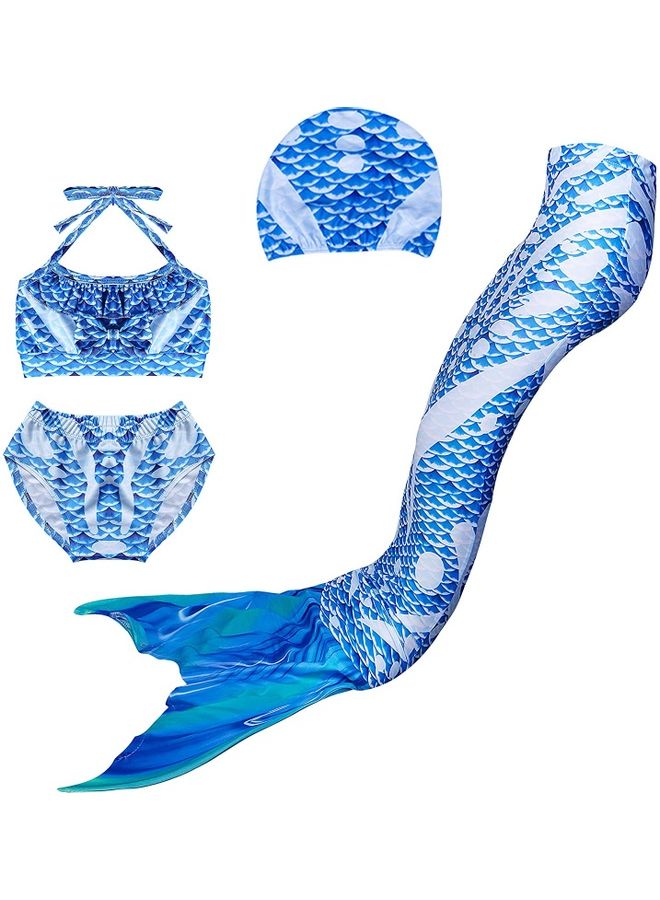 XiuWoo 4-Piece Mermaid Swimming Costume Set 120cm - Image 1