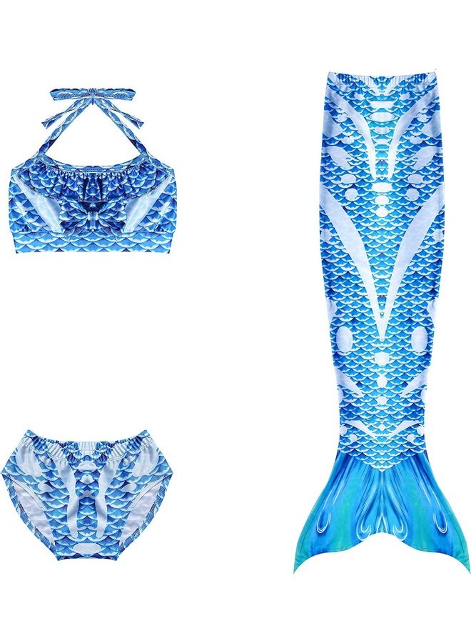 XiuWoo 4-Piece Mermaid Swimming Costume Set 120cm - Image 2