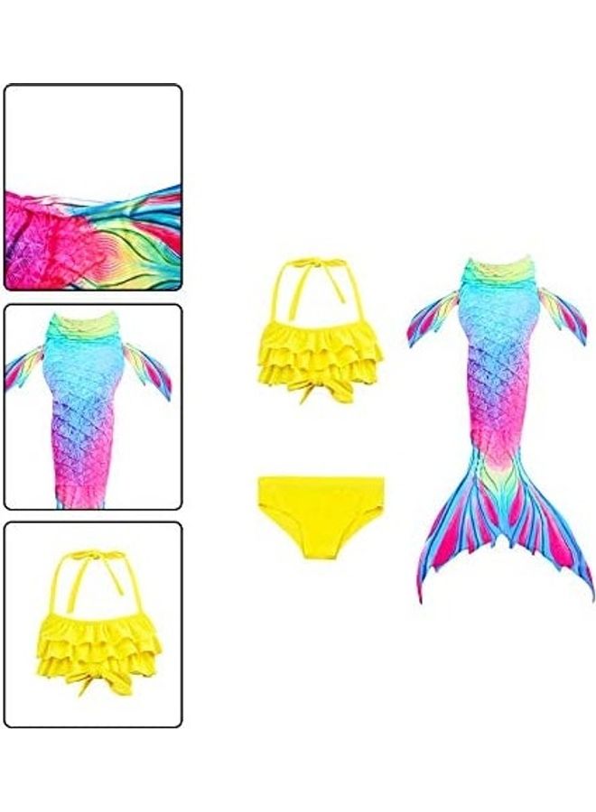 XiuWoo 3-Piece Mermaid Swimming Costume Set 120cm  - Image 3
