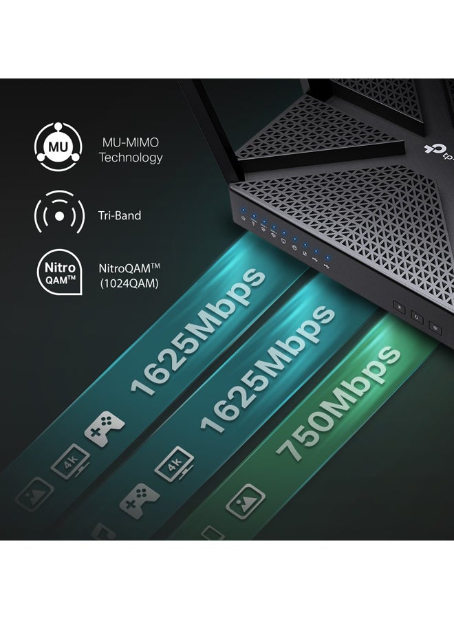 تي بي لينك راوتر واي فاي آرتشر C4000 بتقنية MU-MIMO وتردد ثلاثي النطاق أسود - Image 4