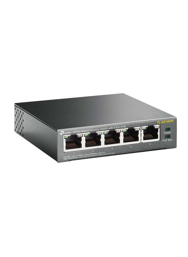 TP-LINK - 5 Port Gigabit Desktop Switch With 4 PoE Black - Image 1
