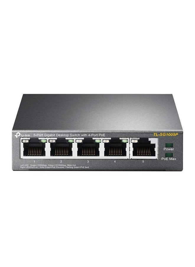 TP-LINK - 5 Port Gigabit Desktop Switch With 4 PoE Black - Image 1