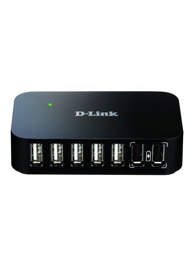 D-Link - DUB-H7 7-Port High-Speed USB 2.0 Hub, Plug and Play, Fast Quick Charging Port, Compatible with Windows/Mac/Linux, Fast Charging USB HUB, DUB-H7 Black - Image 1