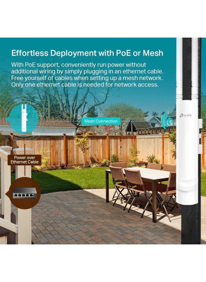 TP-LINK - EAP225 AC1200 Wireless MU-MIMO Gigabit Indoor/Outdoor Access Point, 1x Gigabit Ethernet RJ-45 Port, Dual-Band 2.4GHz & 5GHz, Up to 867Mbps Signal Rate, EAP225-Outdoor White - Image 1