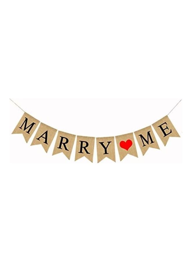 بارتي ويذ إيما شريط زينة من الكتان للحفلات بتصميم راية وعبارة "Will You Marry Me" مع قلوب من 16 قطعة - Image 2