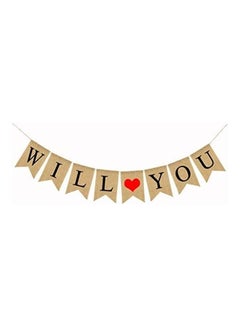 Party with Emma 16- Pieces Will You Marry Me With Hearts Linen Party Banner  - Image 3