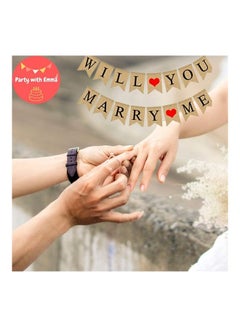 Party with Emma 16- Pieces Will You Marry Me With Hearts Linen Party Banner  - Image 4
