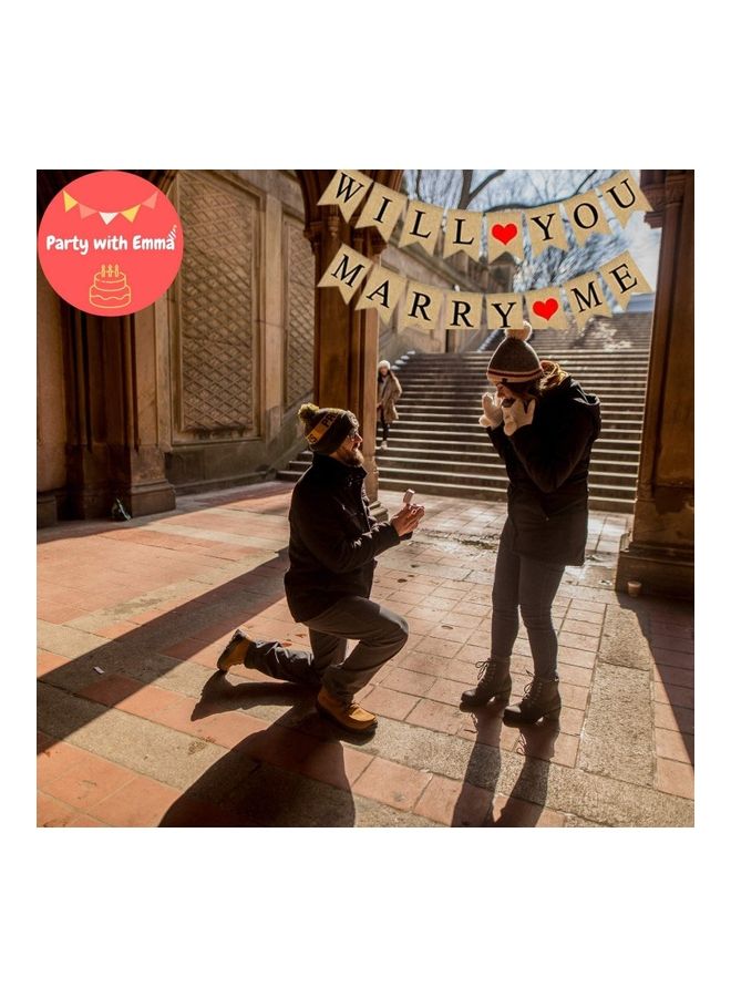 بارتي ويذ إيما شريط زينة من الكتان للحفلات بتصميم راية وعبارة "Will You Marry Me" مع قلوب من 16 قطعة - Image 5